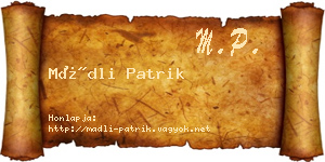 Mádli Patrik névjegykártya